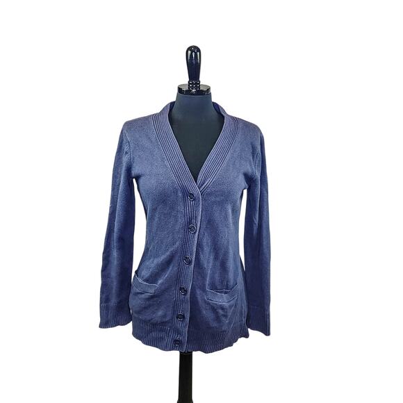 Vintage Pendleton Cardigan Sweater Cotton Blue 90s Preppy Classic S - Picture 1 of 4